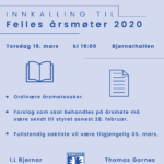 Årsmøte 2020 innkalling